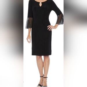 Size. 12 Jackie. Jon New YorkBlack Beaded Bell-Sleeve Sheath Dress